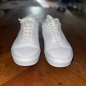 white Leather vans
